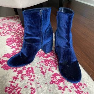 Royal Blue Velvet Ankle Boots